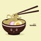 A bowl of Ramen And Chopstick