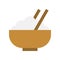 Bowl of rice and chopstick, food and gastronomy set, flat icon