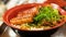 Bowl of rice and stew - Japanese cuisine, Tokyo, Japan. Close-up.