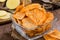 Bowl with rippled Potato Chips