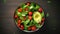 bowl salad avocado background