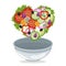 Bowl salad vegetables shape heart diet