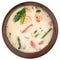 Bowl of salmon creamy soup