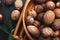 Bowl of shea nuts on table, closeup