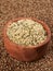 Bowl of shelled hemp seeds