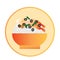 bowl of shrimp sashimi with rice. Vector illustration decorative design