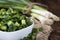 Bowl with sliced Scallions