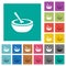 Bowl of soup with spoon square flat multi colored icons