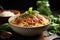 bowl of spaghetti with homemade marinara sauce