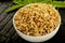 Bowl of Sprouted wheat beans macro imaging