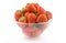 Bowl of strawberries, transparent on white background.