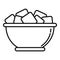 Bowl sugar cubes icon, outline style