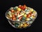 Bowl of sweet corn popcorn of various colors