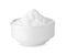 Bowl of sweet fructose powder isolated on white