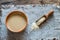 Bowl of tahini with sesame seeds