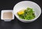 Bowl with tasty seaweed salad on table