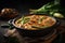 A bowl of thai red curry with green beans on top AI generation