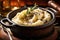 Bowl Of Truffleinfused Mashed Potatoes Served As Side. Generative AI