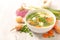 Bowl of vegetable broth