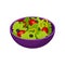 Bowl with vegetable salad. Natural and healthy food. Tasty vegetarian dish. Isometric vector element for cafe menu