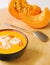 Bowl of warm pumpkin soup