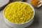 Bowl with yellow turmeric rice