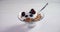 Bowl of yogurt muesli, cherries and blueberries for breakfast 4k