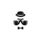 Bowler hat, bow tie and crossed smoking pipes. Vintage gentleman club logo