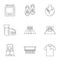 Bowling alley icons set, outline style