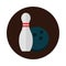 Bowling ball and pin equipment game recreational sport block flat icon design