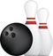 Bowling ball and pins