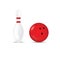 Bowling ball in red color and skittle vector illustration