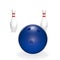 Bowling ball with skittles 3d rendering