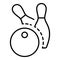 Bowling ball two pins icon, outline style