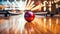 Bowling balls in playing field, bowling competition, beautiful bowling balls on polished court