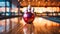 Bowling balls in playing field, bowling competition, beautiful bowling balls on polished court