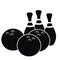 Bowling, balls and skittles, vector icon