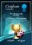 Bowling Certificate Diploma With Golden Cup Vector. Sport Graduation. Elegant Document. Luxury Paper. A4 Vertical
