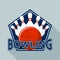 Bowling equipment logo, flat style