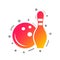 Bowling game sign icon. Ball with pin skittle. Vector