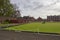 The Bowling Greens of Arbroath Abbey Bowling Club being closely mowed one early morning in May.