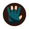 Bowling hand with glove accessory game recreational sport block flat icon design