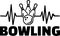 Bowling heartbeat line with bowling ball and pins