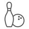 Bowling line icon, game and sport, bowling pins