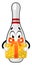 Bowling pin with birthday present, illustration, vector