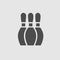 Bowling pin vector icon eps 10. Three pins