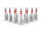 Bowling pins with gray shadow on white background. 3D rendering