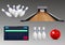 Bowling Realistic Icon Set