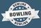 bowling round ribbon isolated label. bowling sign.