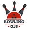 Bowling score logo, flat style